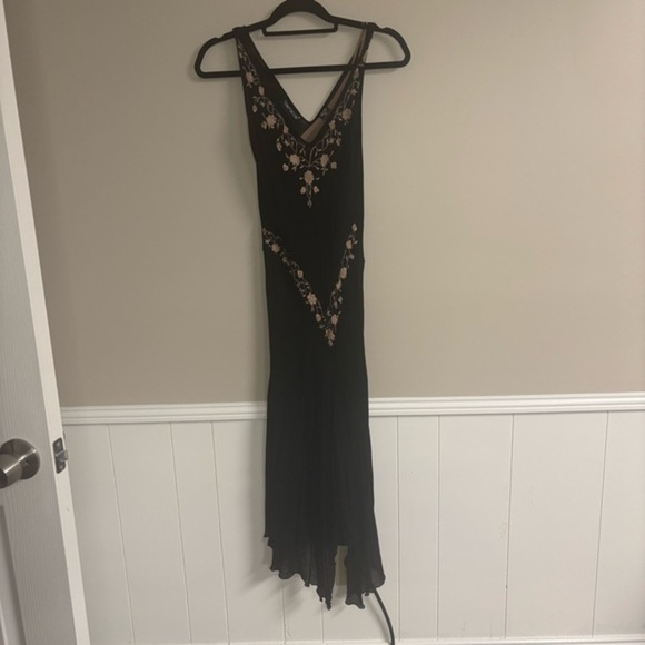Temptations Black Embellished Slit Maxi Gown - Picture 1 of 6